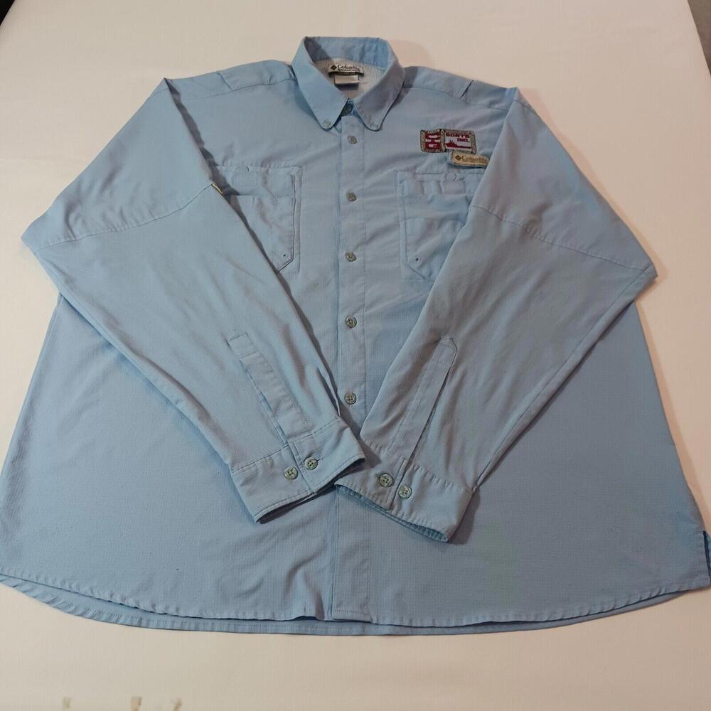 Columbia FM7055 BOAT INC Men's Size 2XL Blue Vented Button-Down Employee Shirt